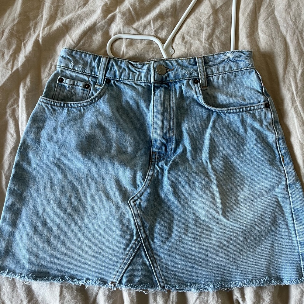 Light blue denim jean skirt